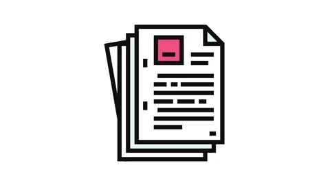 Sheet document paper color icon animation Stock Footage 326100366