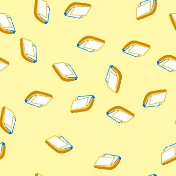 Sheet document paper isometric icon seamless pattern Stock Illustration