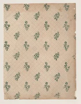 Sheet with dot grid pattern with bouquets 19th century Anonymous. Sheet wit.. Stock Photos