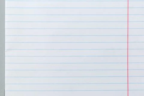 Sheet of exercise book with lined paper and red margin Stock Photos
