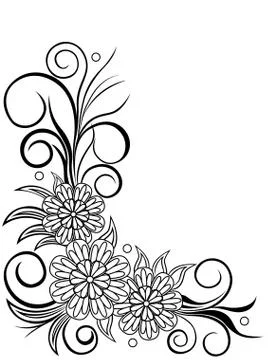 Sheet with floral corner design Stock Illustration