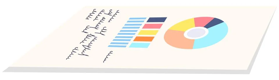 Sheet with information, pie chart, schema and color table. Document for working イラスト素材
