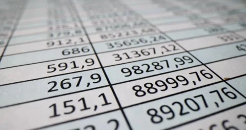 Sheet of investigation paper with columns of numbers on desk in office Stock Footage 250167755