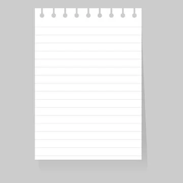 Sheet of lined paper isolated on background. Vector illustrations Stock Illustration