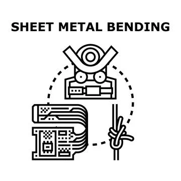 Sheet metal bending industrial process and related concepts Stock Illustration