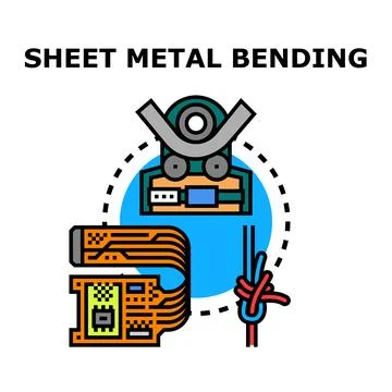 Sheet metal bending industrial process and related concepts Stock Illustration