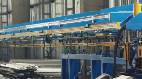 Sheet metal bending machine in the production plant Stock Footage 120982726