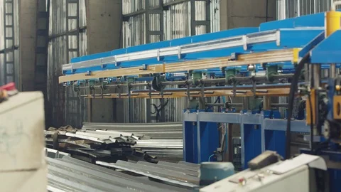 Sheet metal bending machine in the production plant Stock Footage 120982883