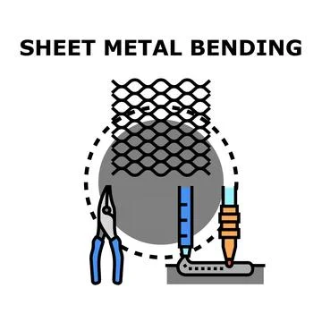 Sheet metal bending process with tools and material Stock Illustration