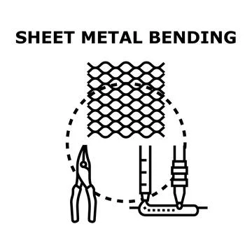 Sheet metal bending process with tools and material Stock Illustration