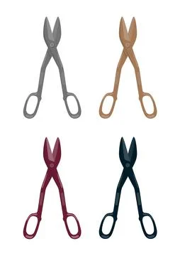 Sheet metal cutting shears 4 color of silver vector illustration Stock Illustration