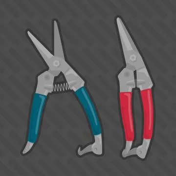 Sheet metal cutting shears open and close vector illustration Stock Illustration