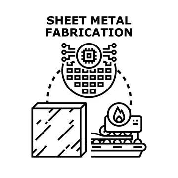Sheet metal fabrication process with smart technology and industry Illustrazione stock