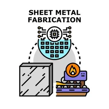 Sheet metal fabrication process with smart technology and industry Stock-Illustration