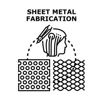 Sheet metal fabrication production process engineering industry Stock Illustration
