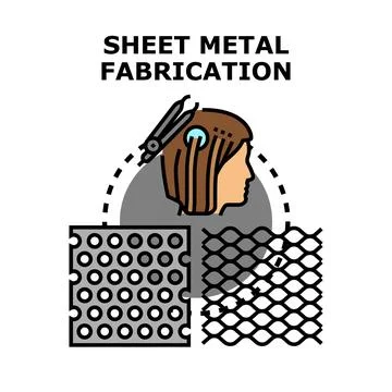 Sheet metal fabrication production process engineering industry Stock Illustration