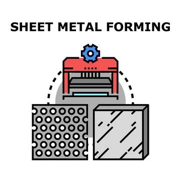 Sheet metal forming process for manufacturing and industrial production Stock Illustration