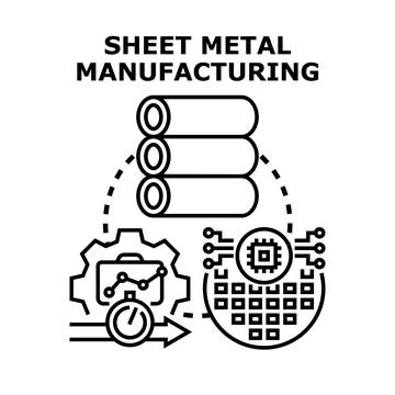 Sheet metal manufacturing process and industry automation Stock Illustration