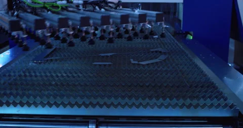 Sheet metal processing on an autonomous automated line. Stock Footage 334798574