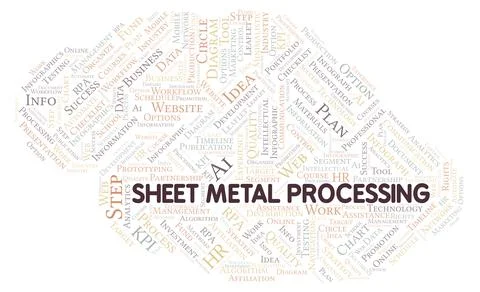 Sheet Metal Processing typography word cloud create with the text only. Stock Illustration
