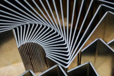 Sheet metal product after processing on a bending machine. Stock Photos