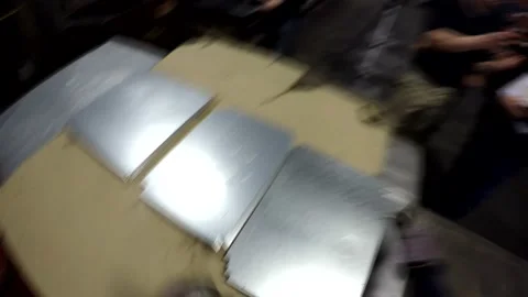 Sheet metal stacking with a gopro headset Stock Footage 194210224