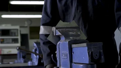 Sheet Metal in Vice Stock Footage 151357572