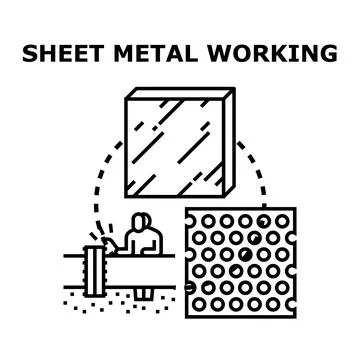 Sheet metal working process creating perforated metal Stock Illustration