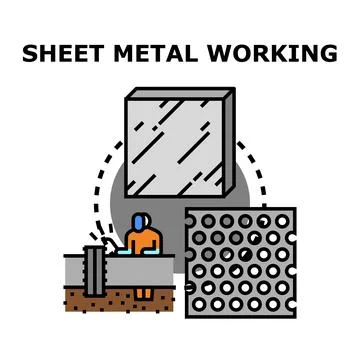 Sheet metal working process creating perforated metal Stock Illustration