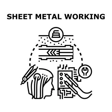 Sheet metal working process industrial engineering vector concept Stock Illustration
