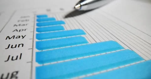 Sheet with monthly chart indicates workflow efficiency Stock Footage 278681007
