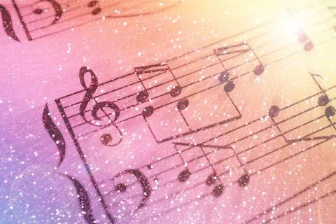 Sheet with music notes as background, closeup. Color tone effect Stock Photos