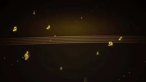 Sheet Music Notes Floating Off the Page Loop with staff lines glowing 4K Loop Stock Footage 346594285