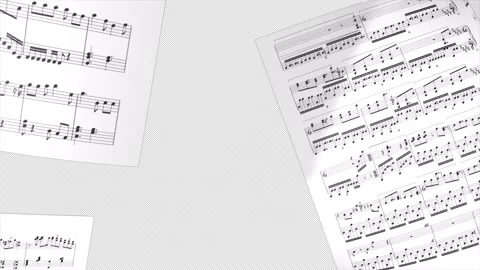 Sheet music transition on alpha Stock Footage 334615208
