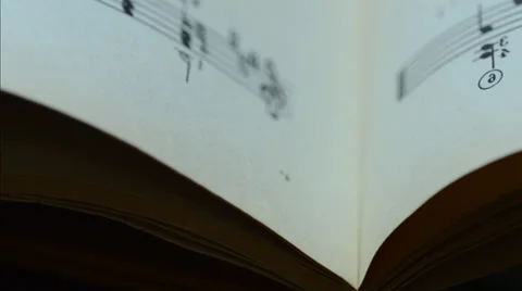 Sheet of Musical Notes, Motorized Dolly Shot Stockbeeldmateriaal 35794086