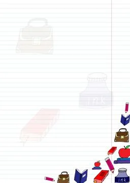 Sheet from a notebook with colored school doodles Stock Illustration