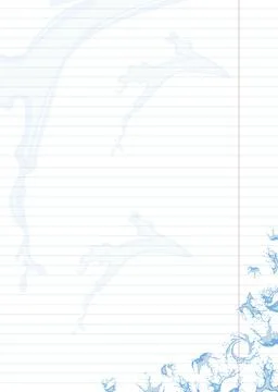 Sheet from a notebook with drops and splashes of water Stock Illustration