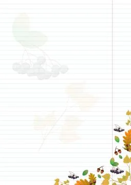 Sheet of notebook paper with a design of plant elements2 イラスト素材