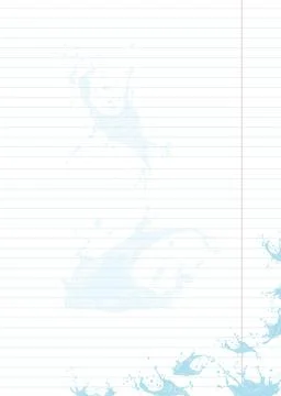 Sheet of notebook paper with splashes of water11 Stock Illustration