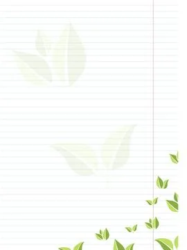 Sheet of notebook paper with stylized green leaves11 Stock Illustration
