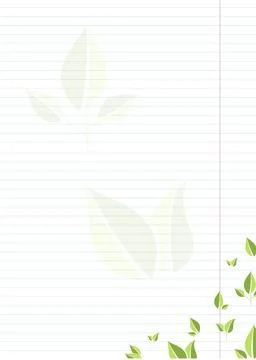 Sheet of notebook paper with stylized green leaves22 Stock Illustration