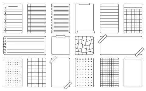 Sheet notepad sticker planner list black line set Stock Illustration