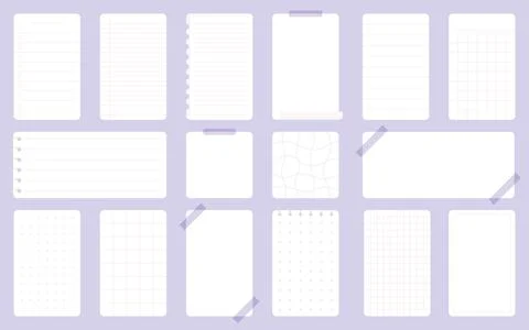 Sheet notepad sticker planner list purple flat set Stock Illustration