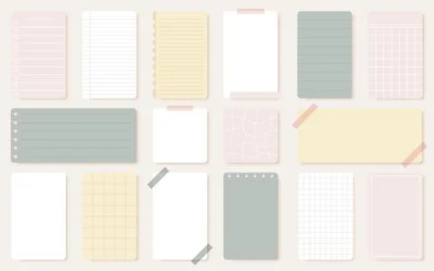 Sheet notepad sticker planner list pastel flat set Stock Illustration
