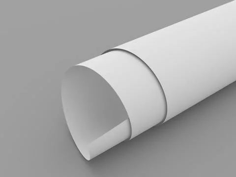 A sheet of office paper folded rolled into a roll on a gray background. Stock Illustration