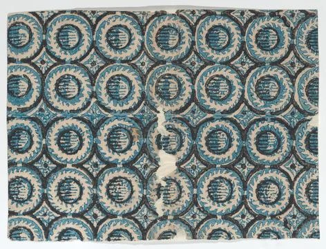 Sheet with overall blue circular pattern 18th century Anonymous. Sheet with.. Stock Photos
