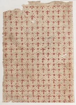 Sheet with overall pattern of arrow shapes and dots 19th century Anonymous... Stock Photos