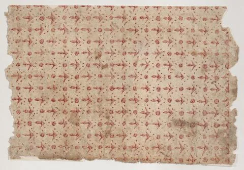 Sheet with overall pattern of dots and arrow shapes 19th century Anonymous... Stock Photos