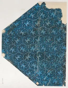 Sheet with overall pattern of leaves, vines, and dots 19th century Anonymou.. Stock Photos