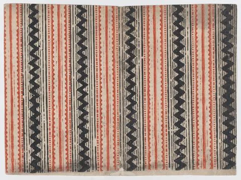 Sheet with overall zig zag and stripe pattern 19th century Anonymous. Sheet.. 스톡 사진